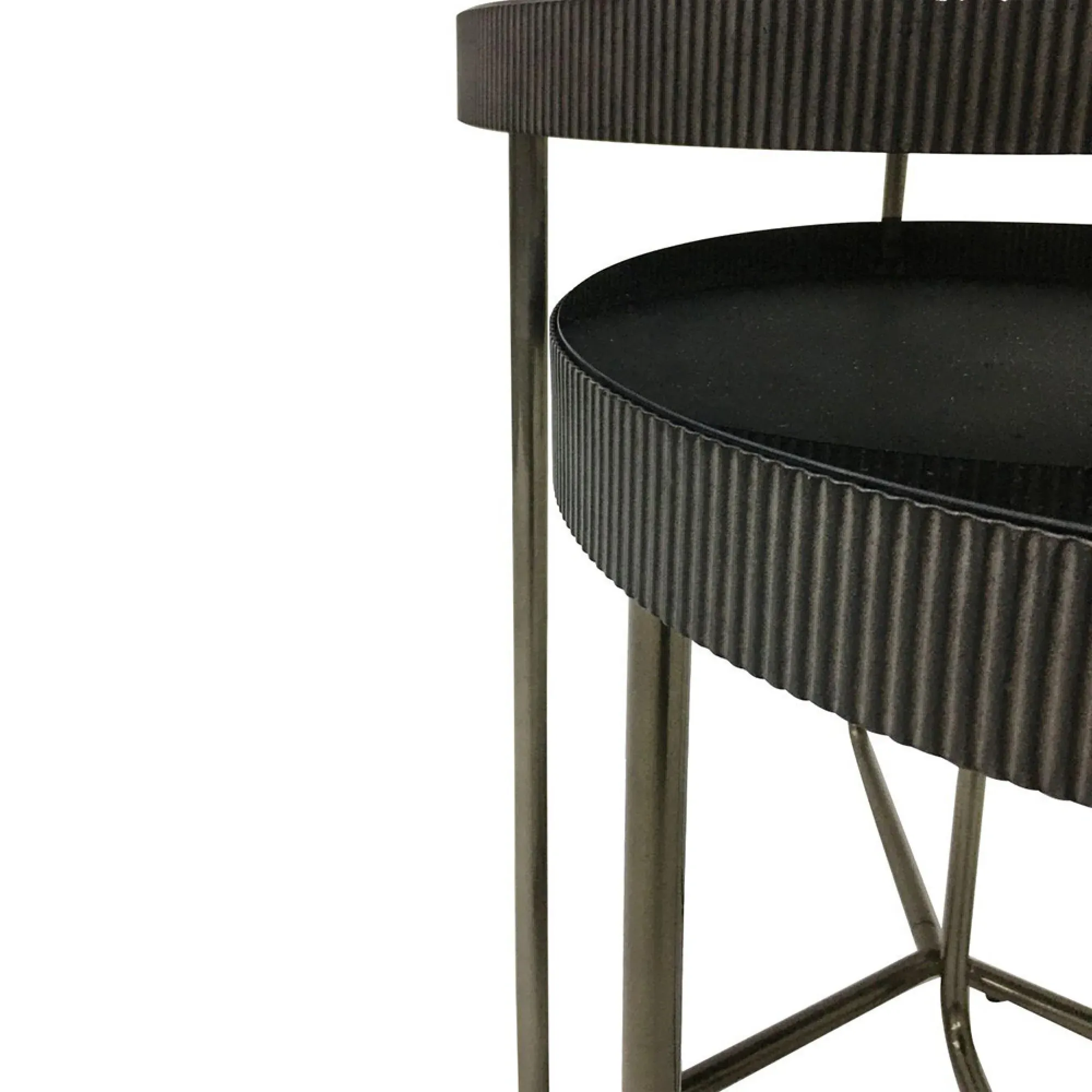Knightsbridge Round Side Table Set of 2 - Black, Glass