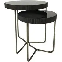 Knightsbridge Round Side Table Set of 2 - Black, Glass