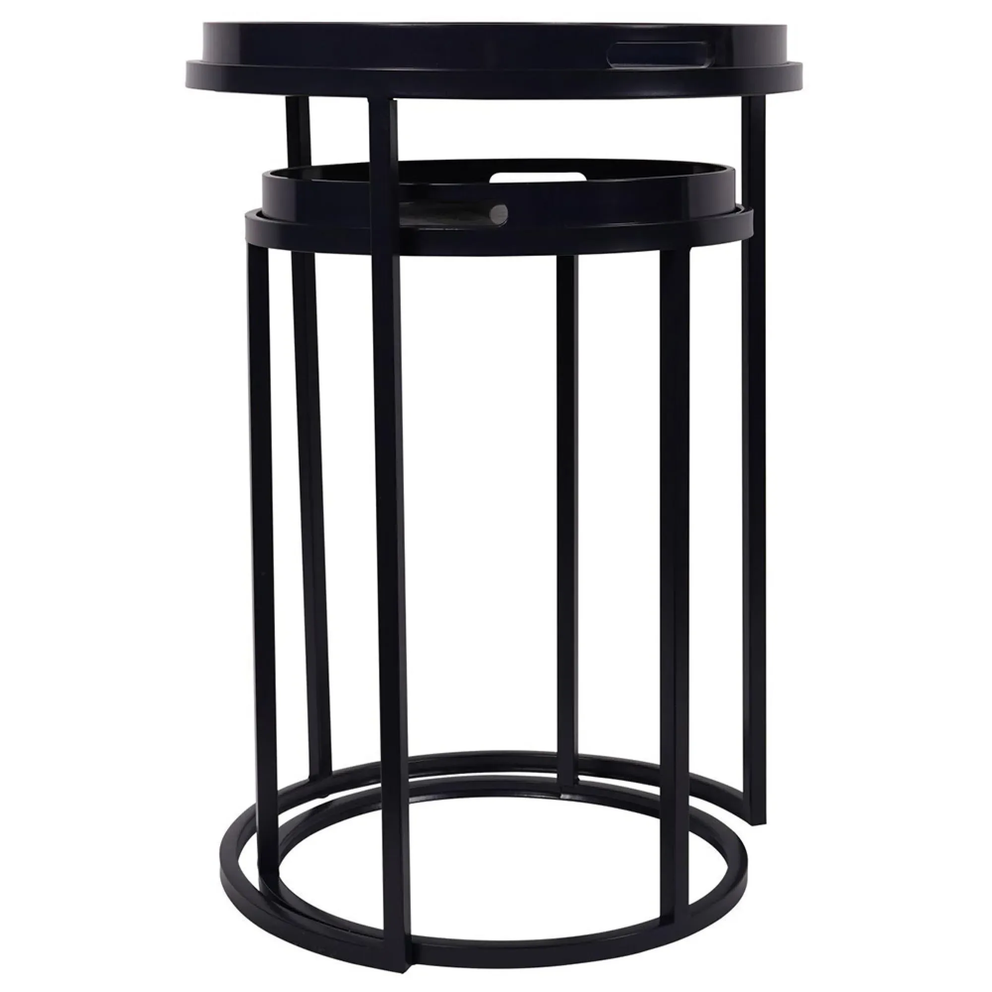 Laura Ashley Belvedere Round Side Tray Table Set of 2 - Blue