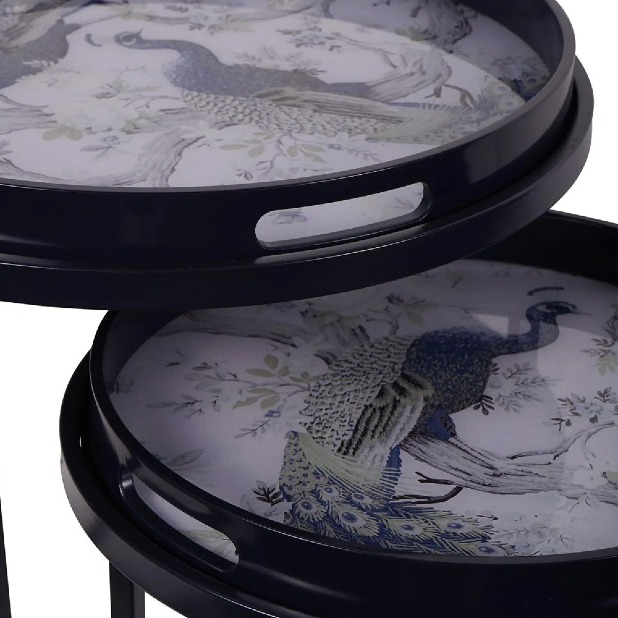 Laura Ashley Belvedere Round Side Tray Table Set of 2 - Blue