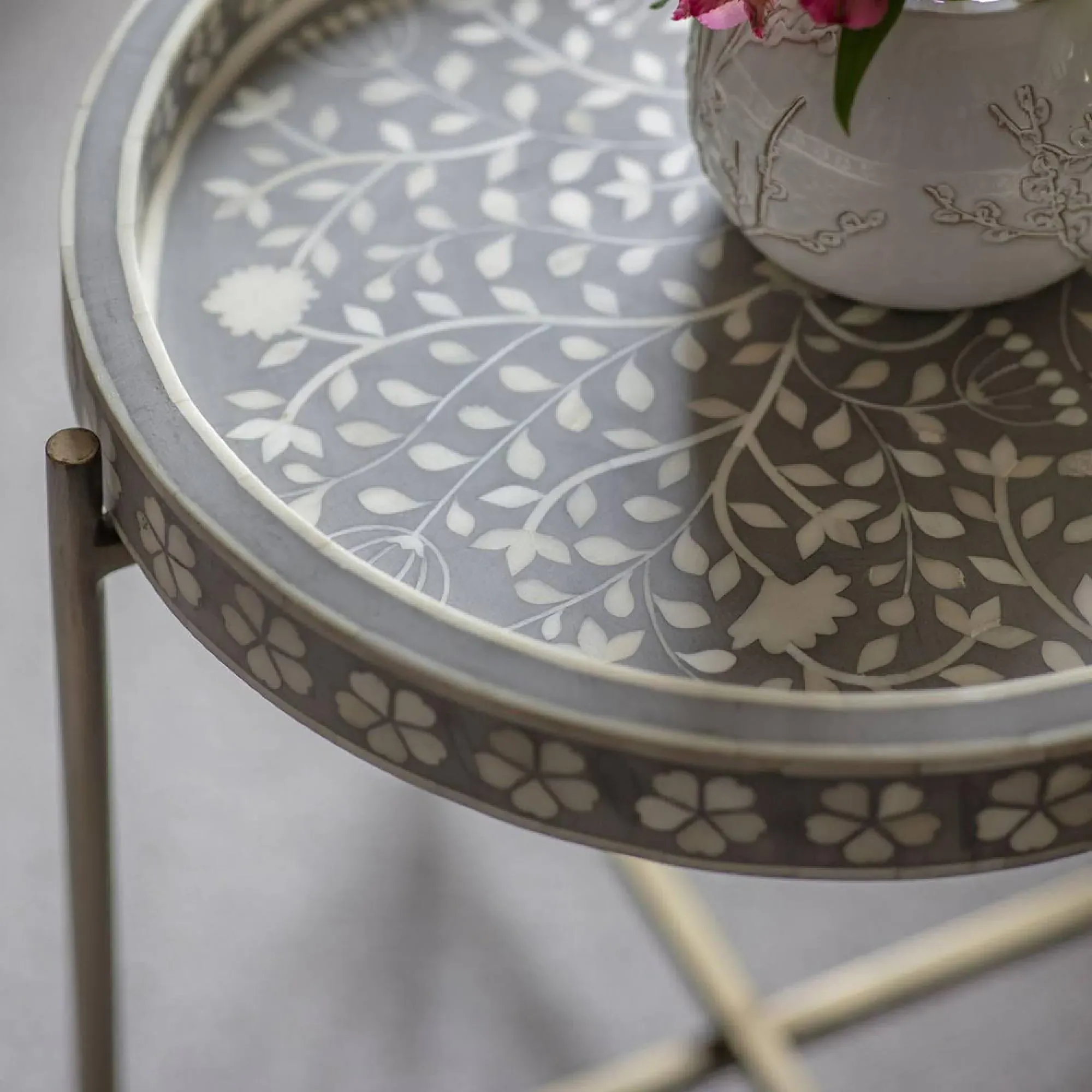 Laura Ashley Epsley Round Side Table - Grey