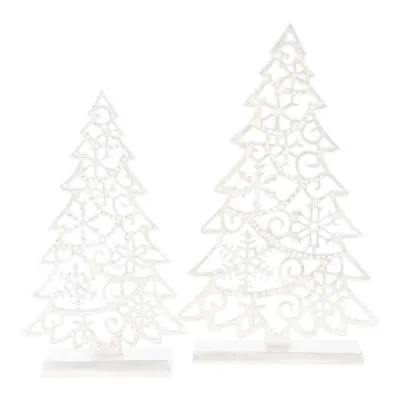 Laura Ashley Festive Cut Christmas Tree Set of 2 - Silver image