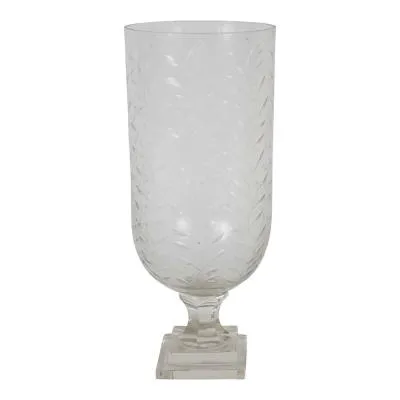 Laura Ashley Glass Cut Medium Hurricane - Clear