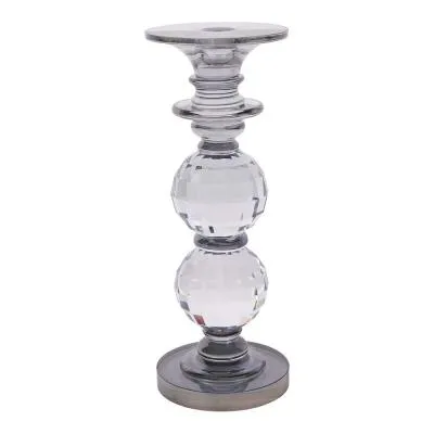 Laura Ashley Kersey Large Glass Candle Holder - Grey