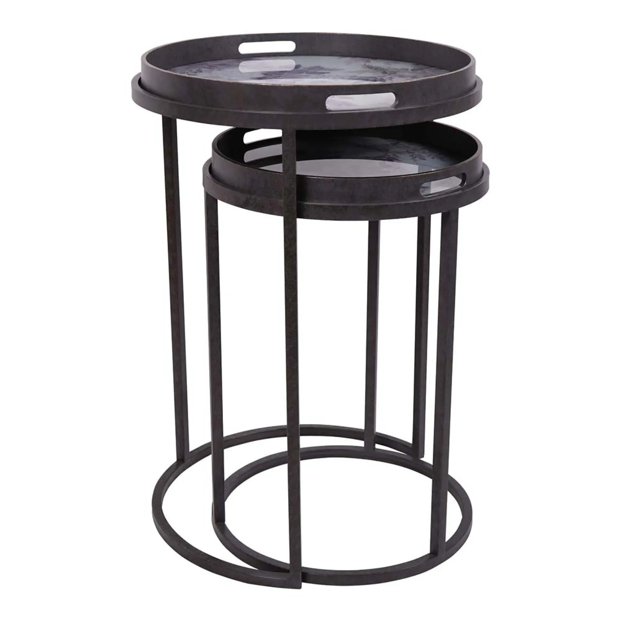 Laura Ashley Linlithgow Round Side Tray Table Set of 2 - Purple