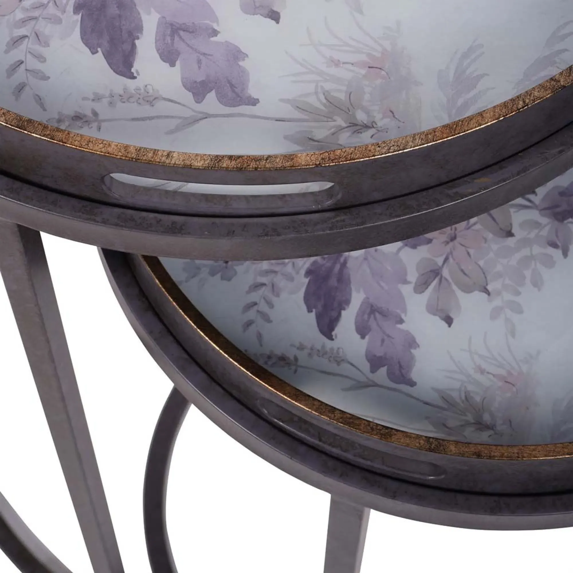 Laura Ashley Linlithgow Round Side Tray Table Set of 2 - Purple