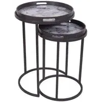 Laura Ashley Linlithgow Round Side Tray Table Set of 2 - Purple