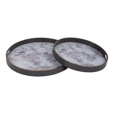 Laura Ashley Linlithgow Round Tray Set of 2 - Purple