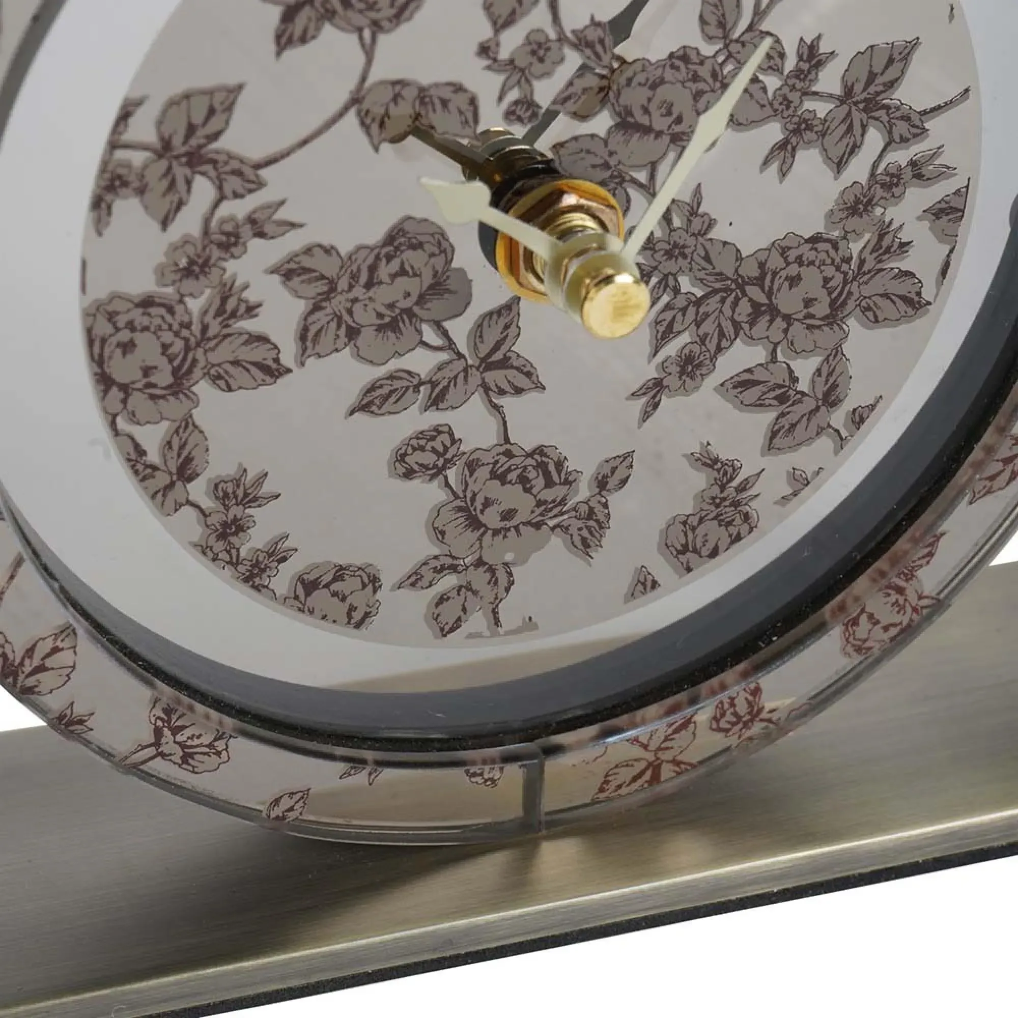 Laura Ashley Pollington Rose Mantel Clock - Smoked Glass