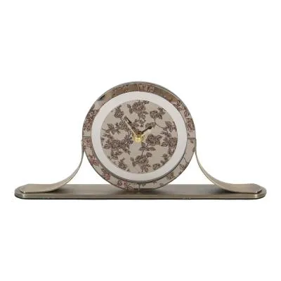 Laura Ashley Pollington Rose Mantel Clock - Smoked Glass