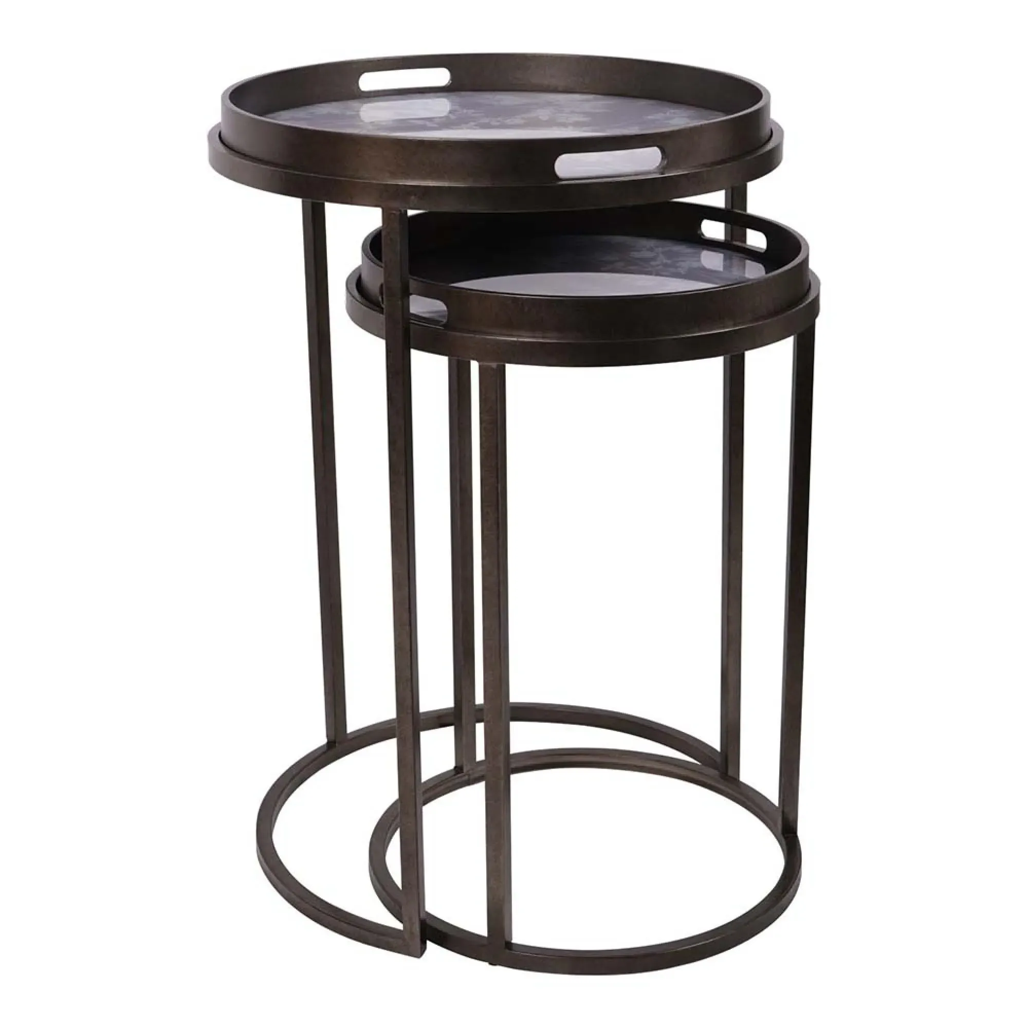 Laura Ashley Tidworth Round Side Tray Table Set of 2 - Grey