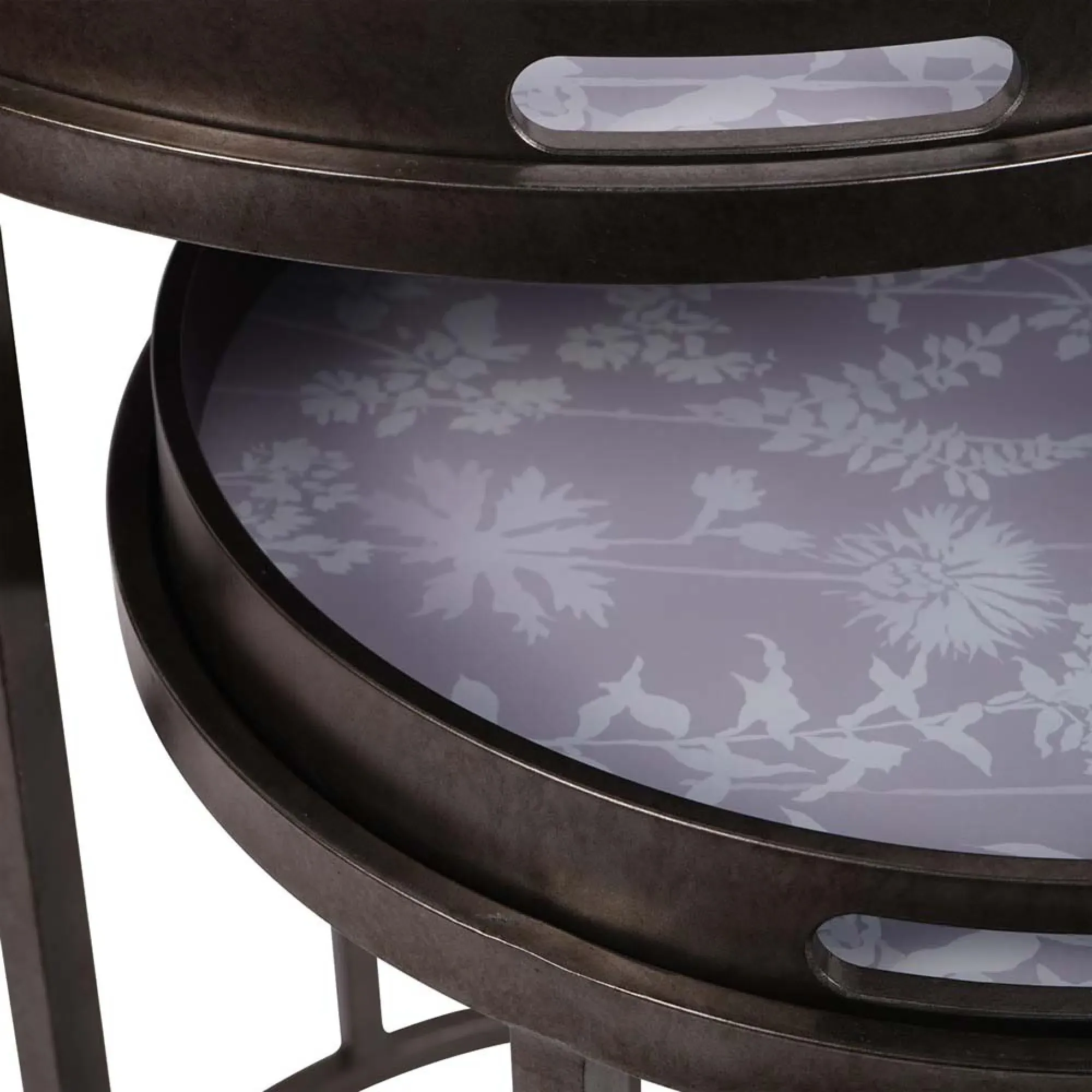 Laura Ashley Tidworth Round Side Tray Table Set of 2 - Grey