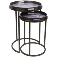 Laura Ashley Tidworth Round Side Tray Table Set of 2 - Grey