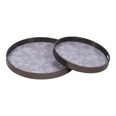 Laura Ashley Tidworth Round Tray Set of 2 - Grey