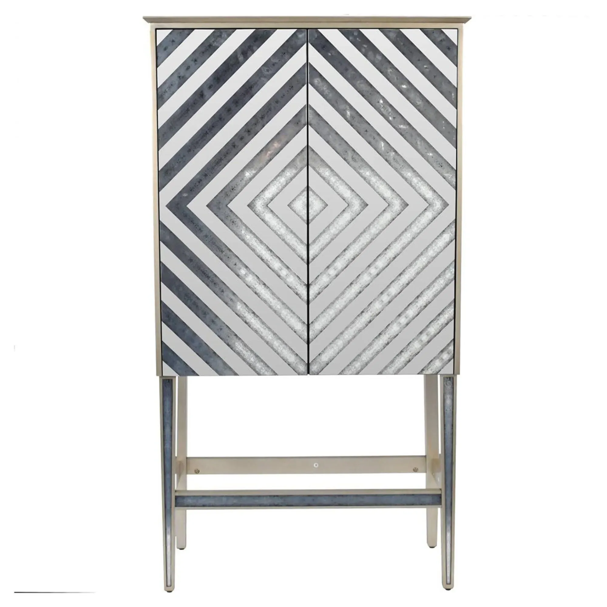 Lexington Tall 2 Door Bar Cabinet - Black, Mirror