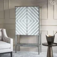 Lexington Tall 2 Door Bar Cabinet - Black, Mirror