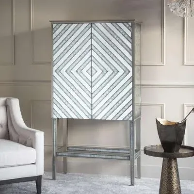 Lexington Tall 2 Door Bar Cabinet - Black, Mirror