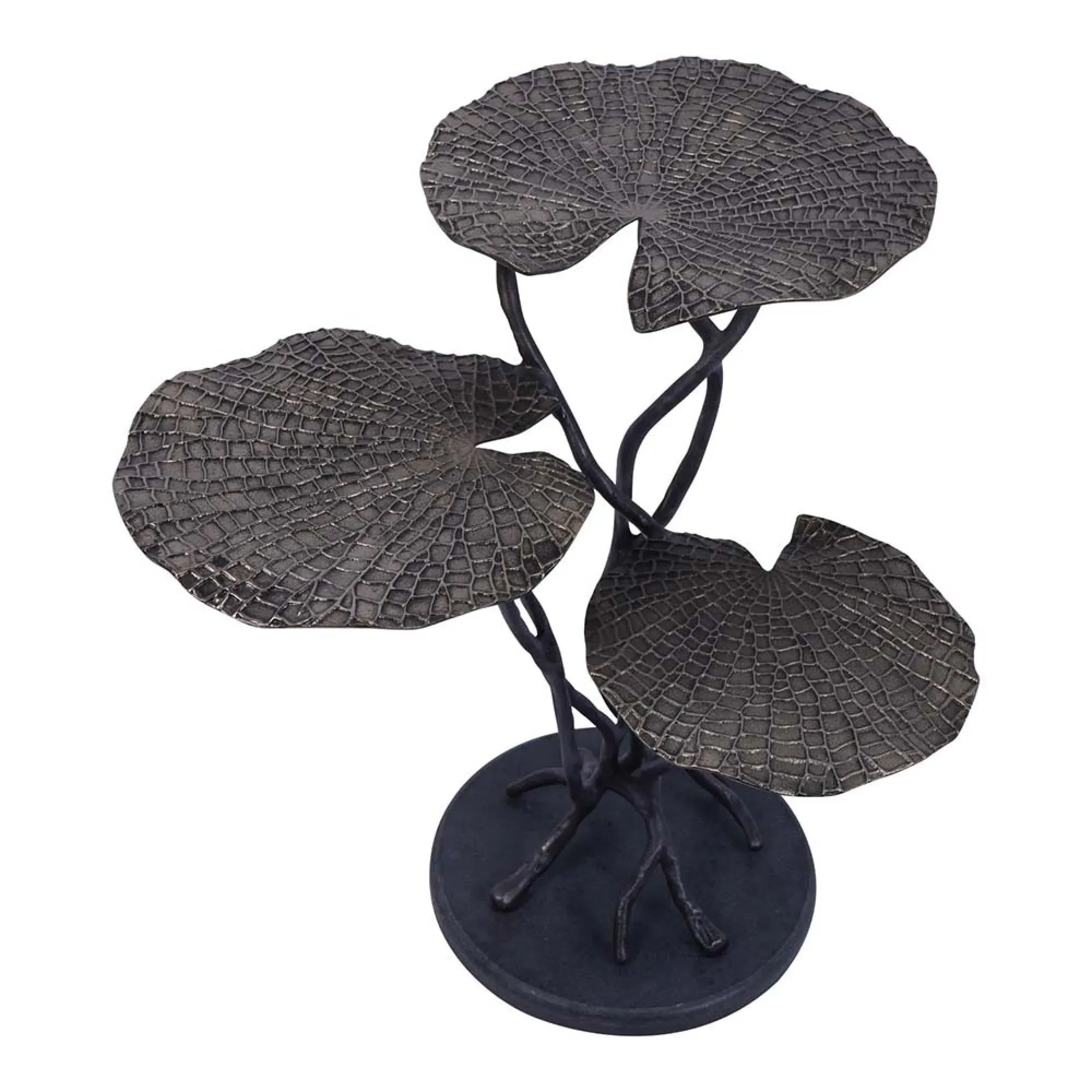 Lily Pad Aluminium Leaf Trio Side Table - Antique Brass