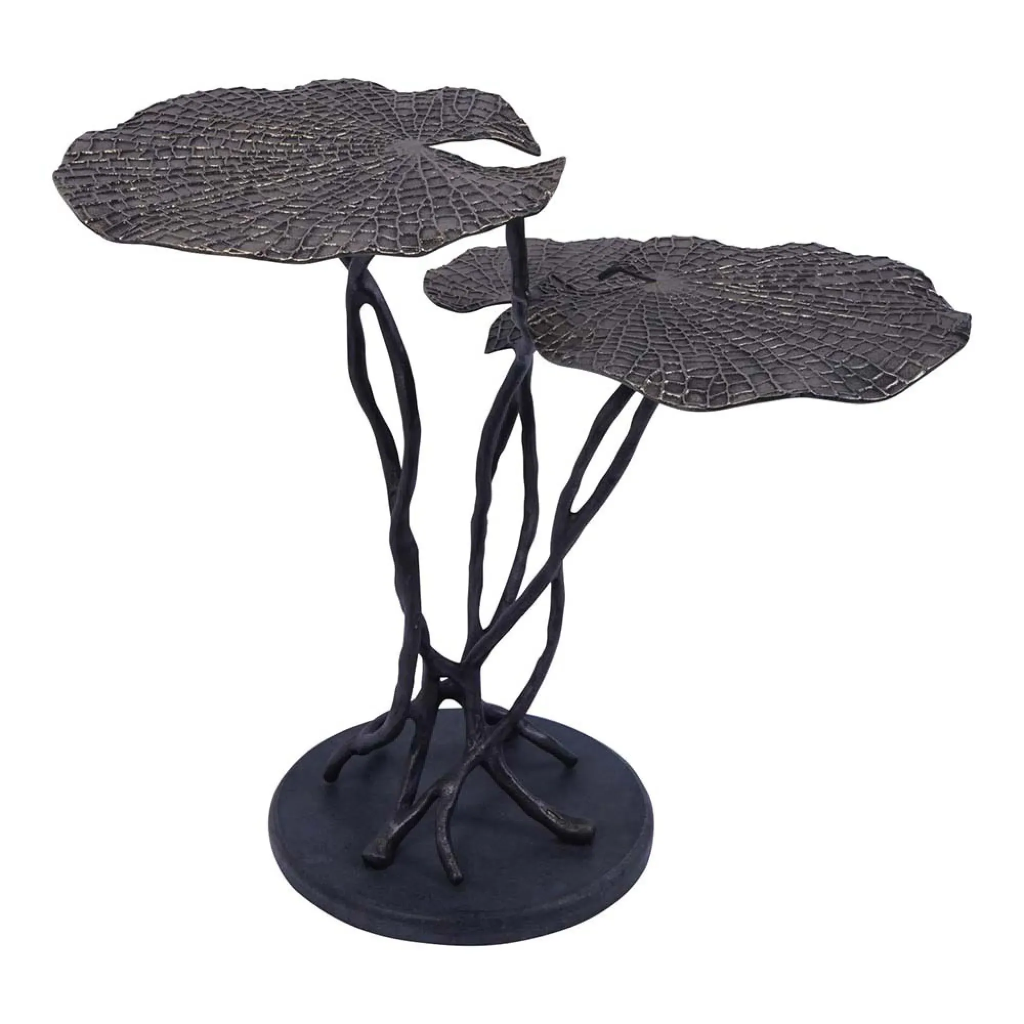 Lily Pad Aluminium Leaf Trio Side Table - Antique Brass