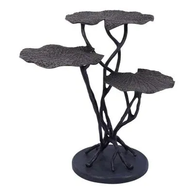 Lily Pad Aluminium Leaf Trio Side Table - Antique Brass