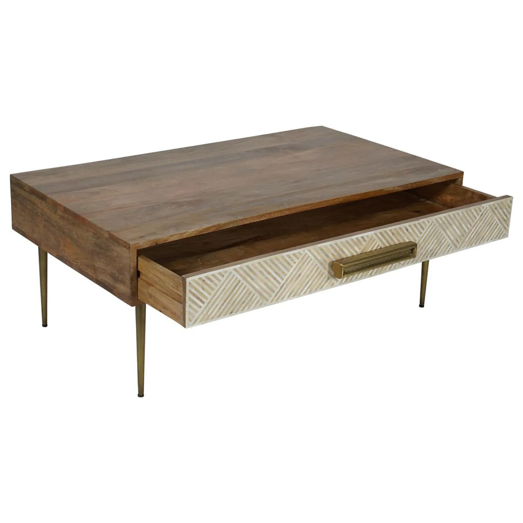 Linden 1 Drawer Coffee Table - Natural, Mango Wood