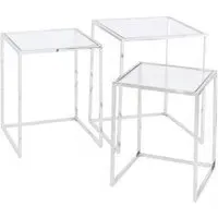 Linton Square Nest of 3 Tables - Glass, Metal