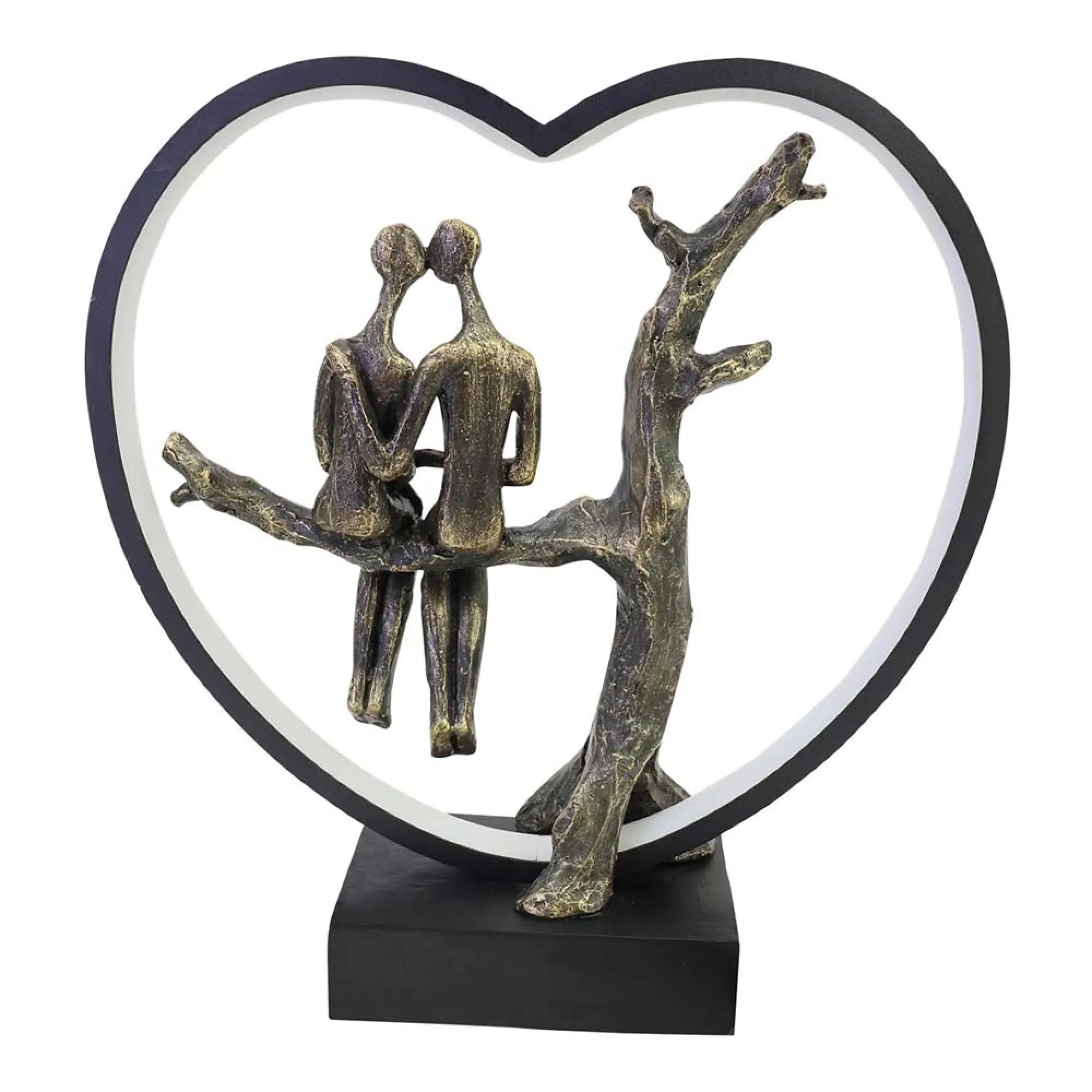 Lovers on Branch Light Sculpture LED USB - Bronze