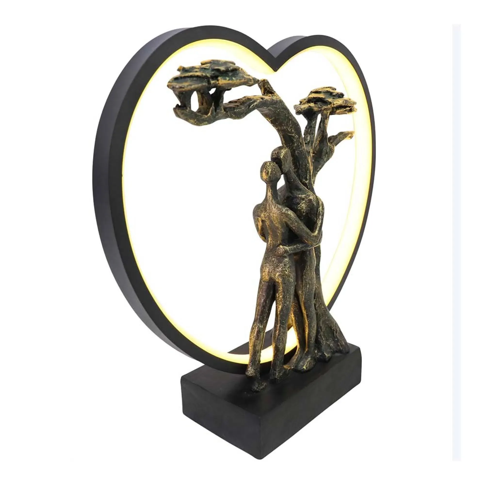 Loving Couple Light Sculpture LED USB - Bronze