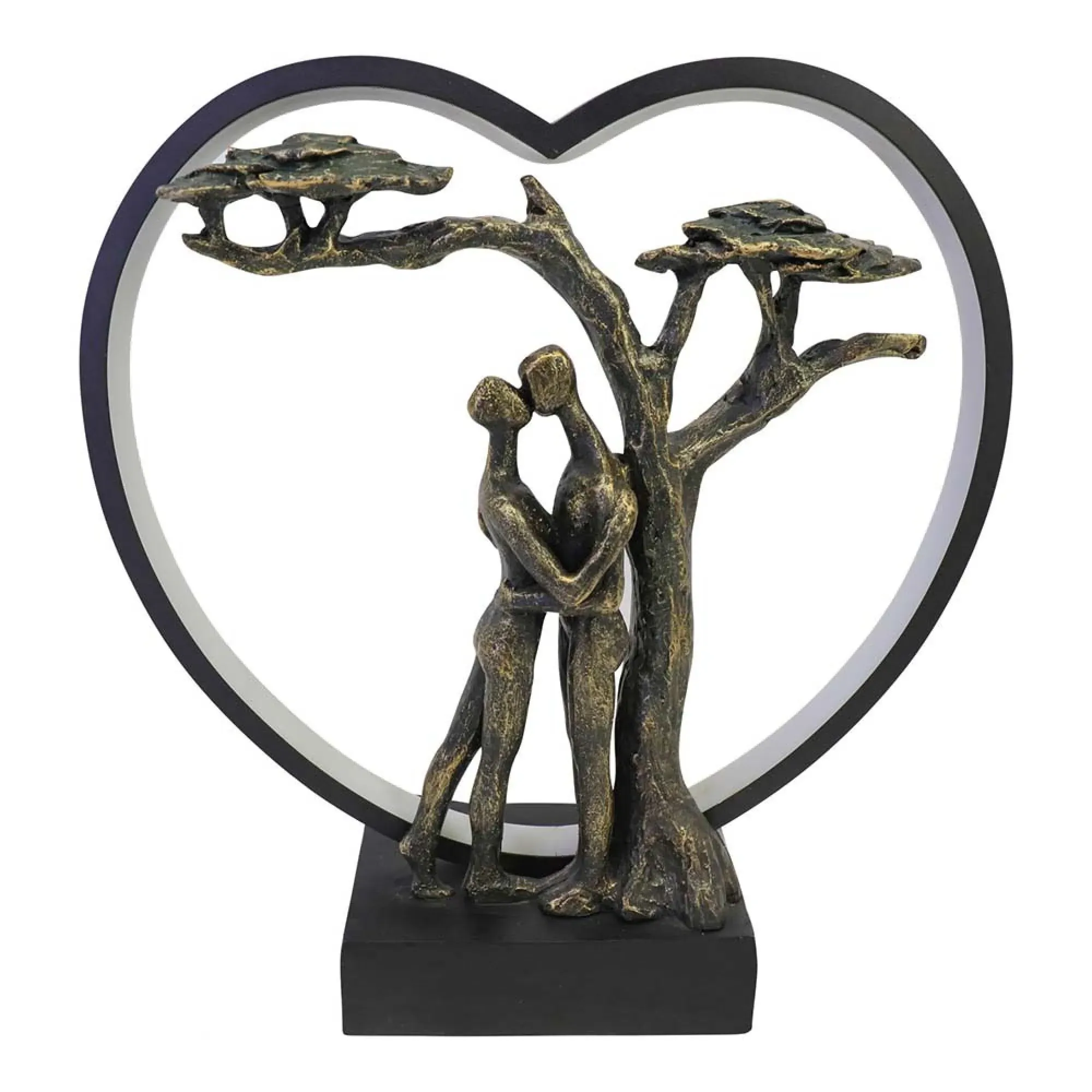 Loving Couple Light Sculpture LED USB - Bronze