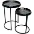 Monochrome Swirl Round Side Tray Table Set of 2 - Black