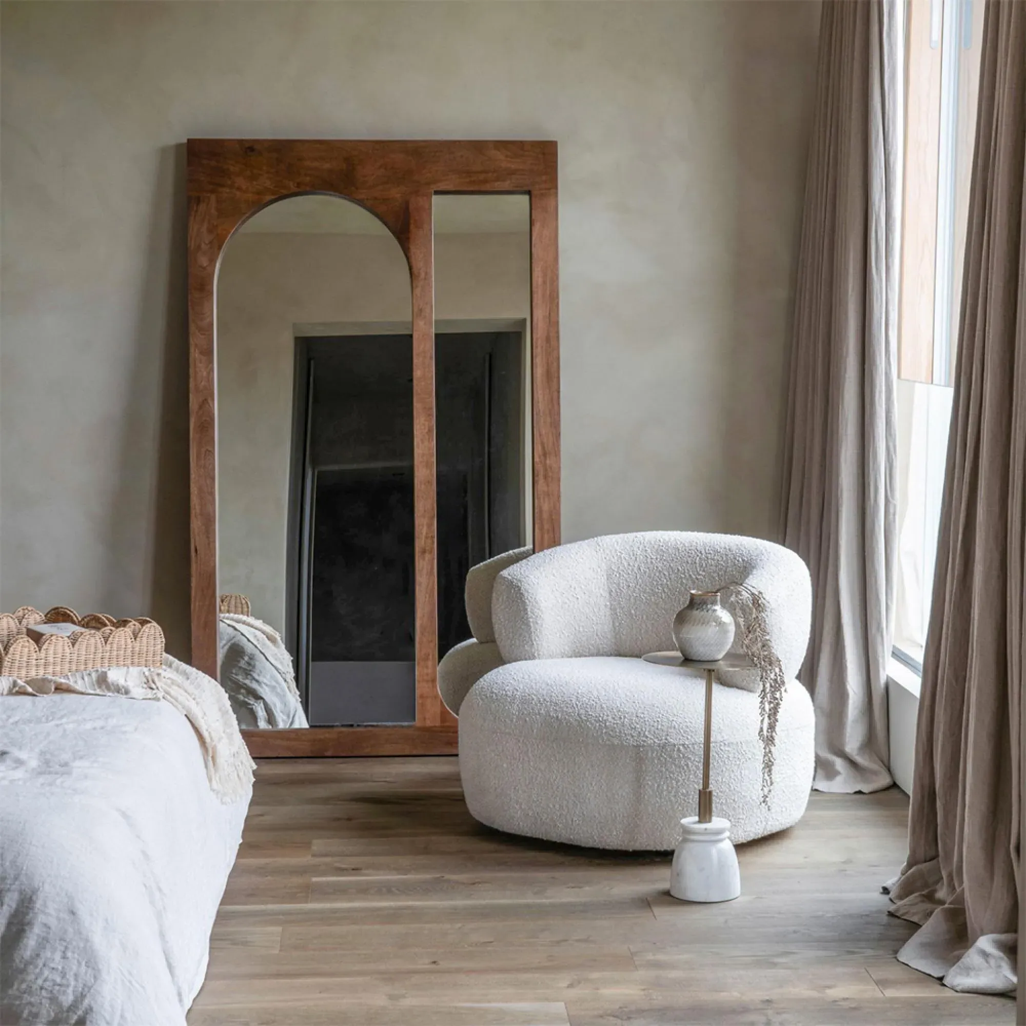 Monterey Floor Standing Mirror - Brown, Wood