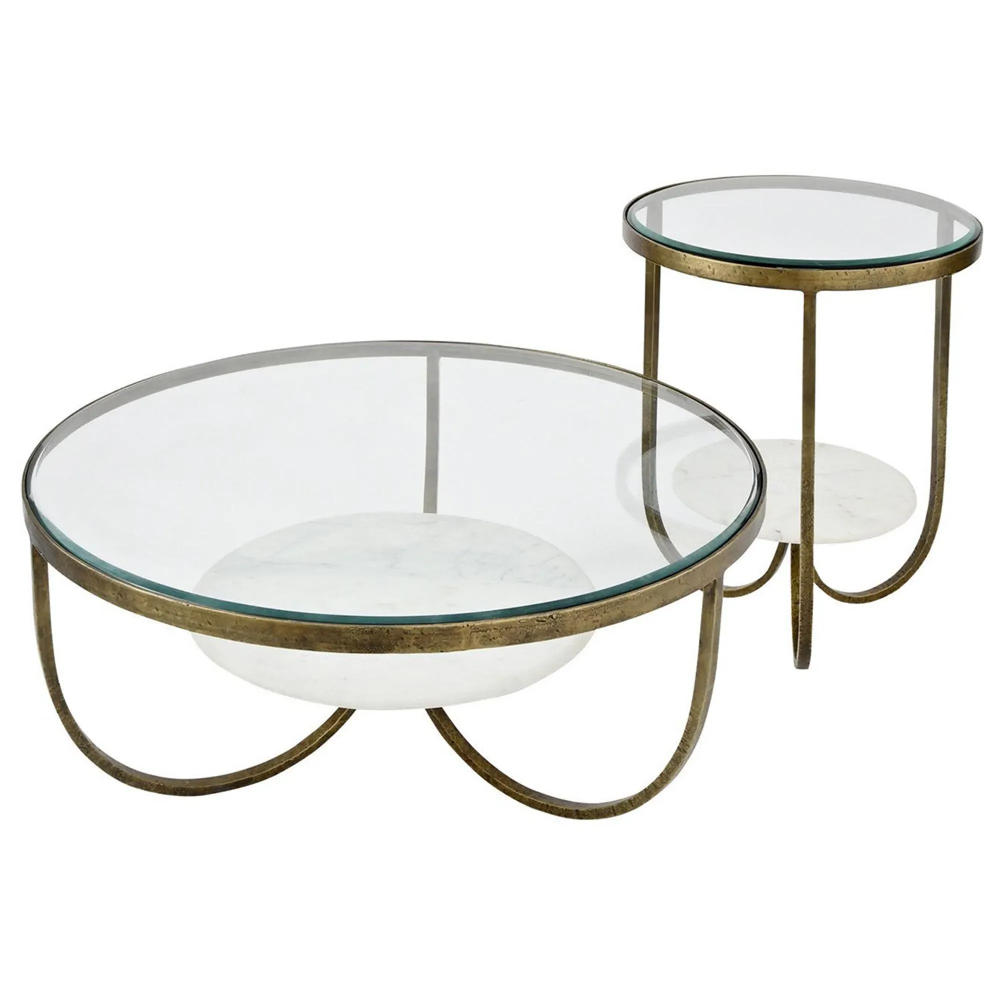 Nolita Round Coffee Table - White, Marble