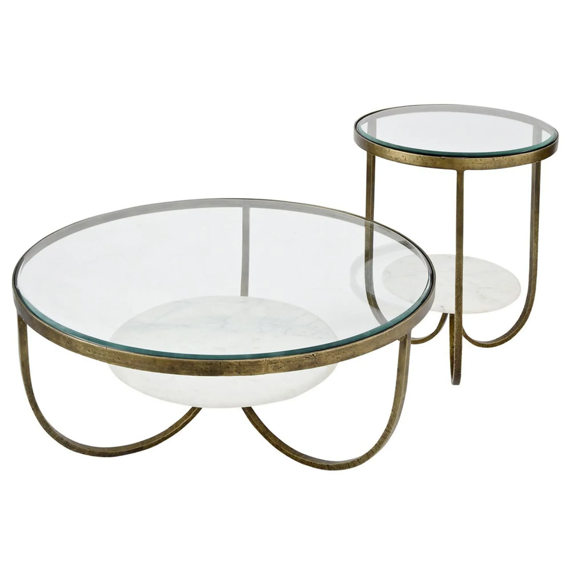 Nolita Round Side Table - White, Glass and Marble