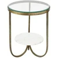 Nolita Round Side Table - White, Glass and Marble