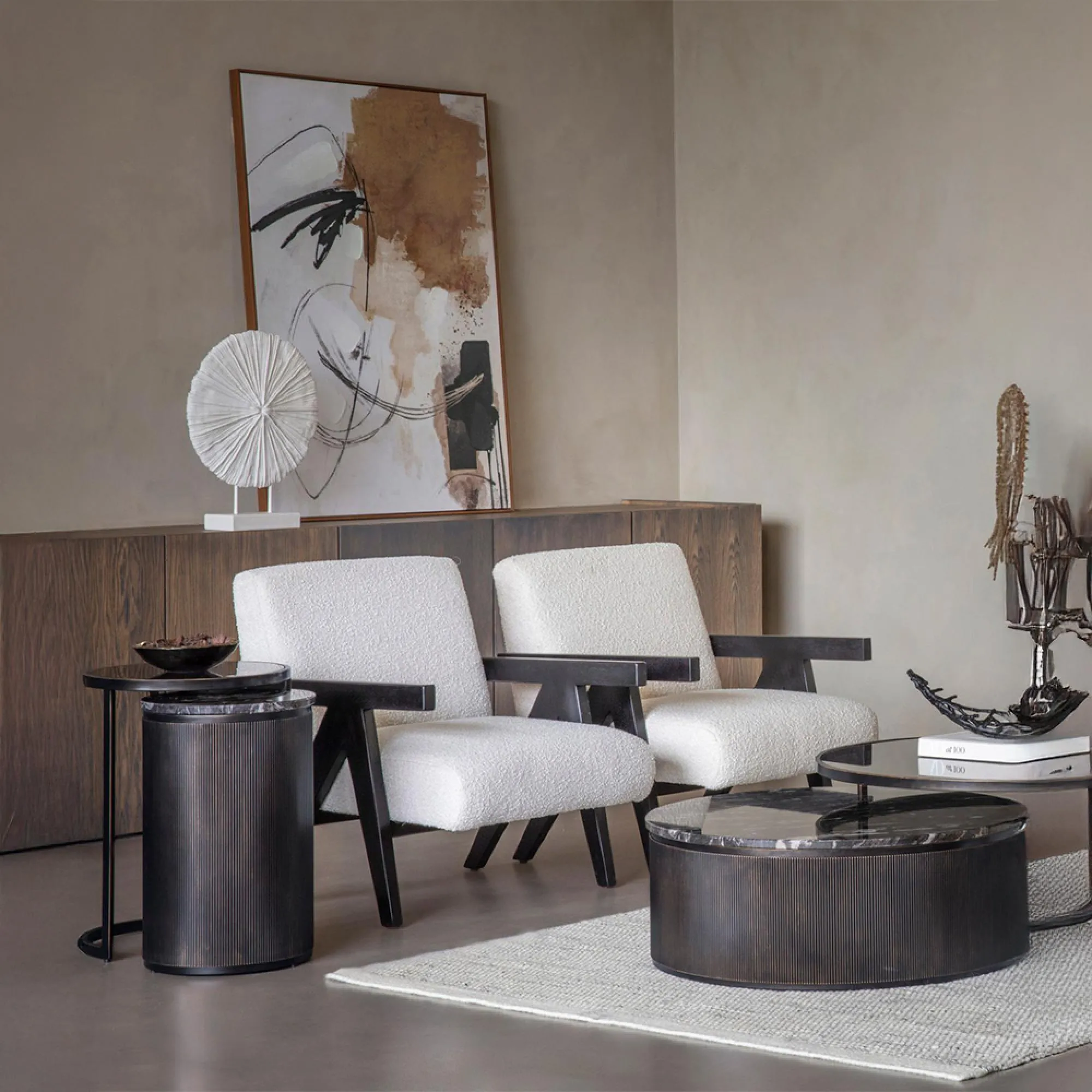 Orbis Textured Sculpture on Stand - White