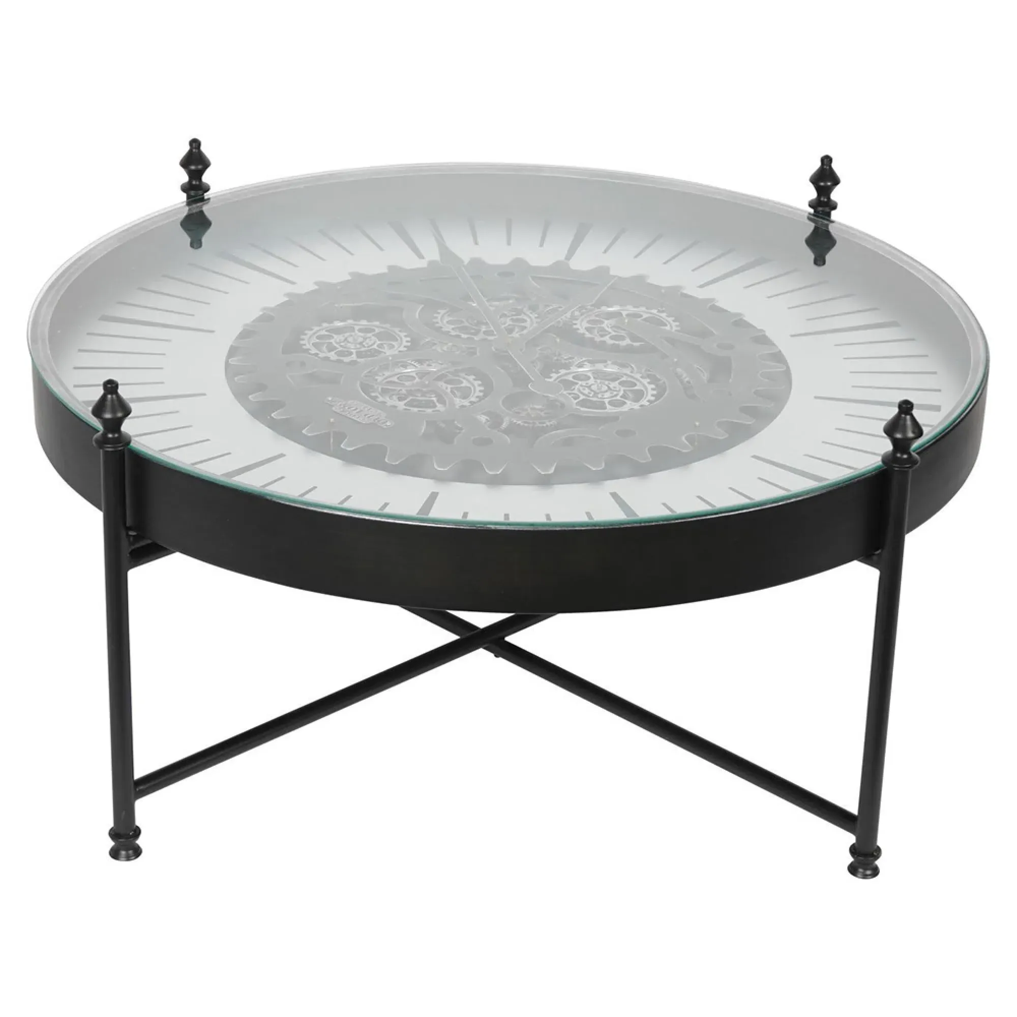 Palladium Cogs Round Coffee Table - Black, Nickel