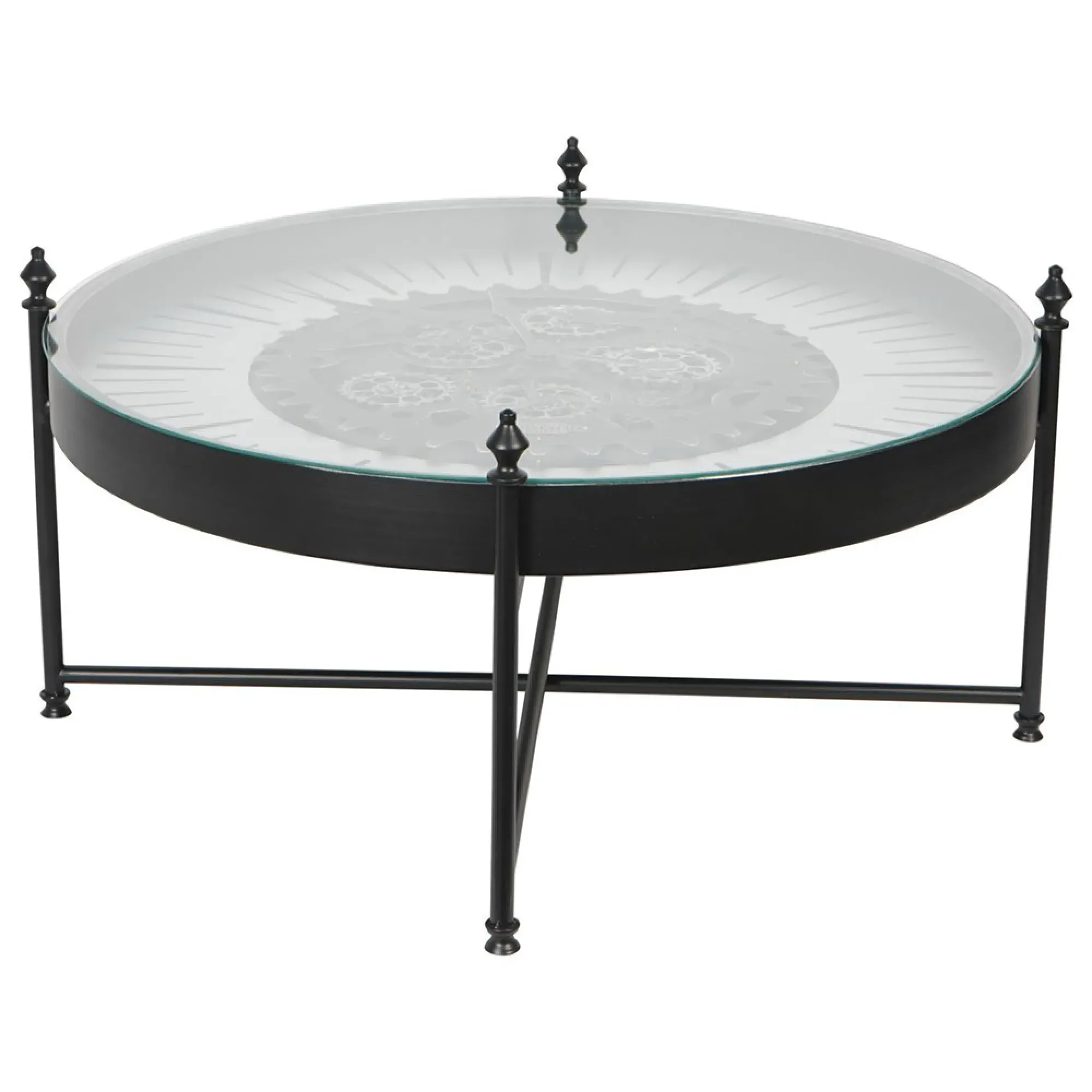 Palladium Cogs Round Coffee Table - Black, Nickel