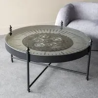 Palladium Cogs Round Coffee Table - Black, Nickel