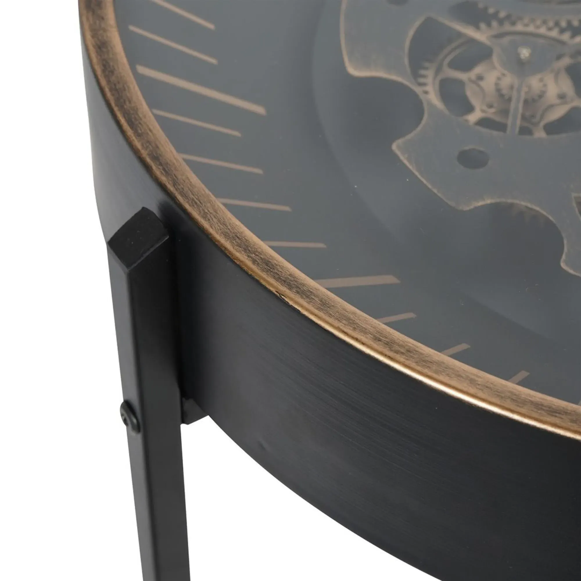 Palladium Cogs Round Side Table - Black, Gold