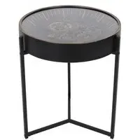 Palladium Cogs Round Side Table - Black, Gold