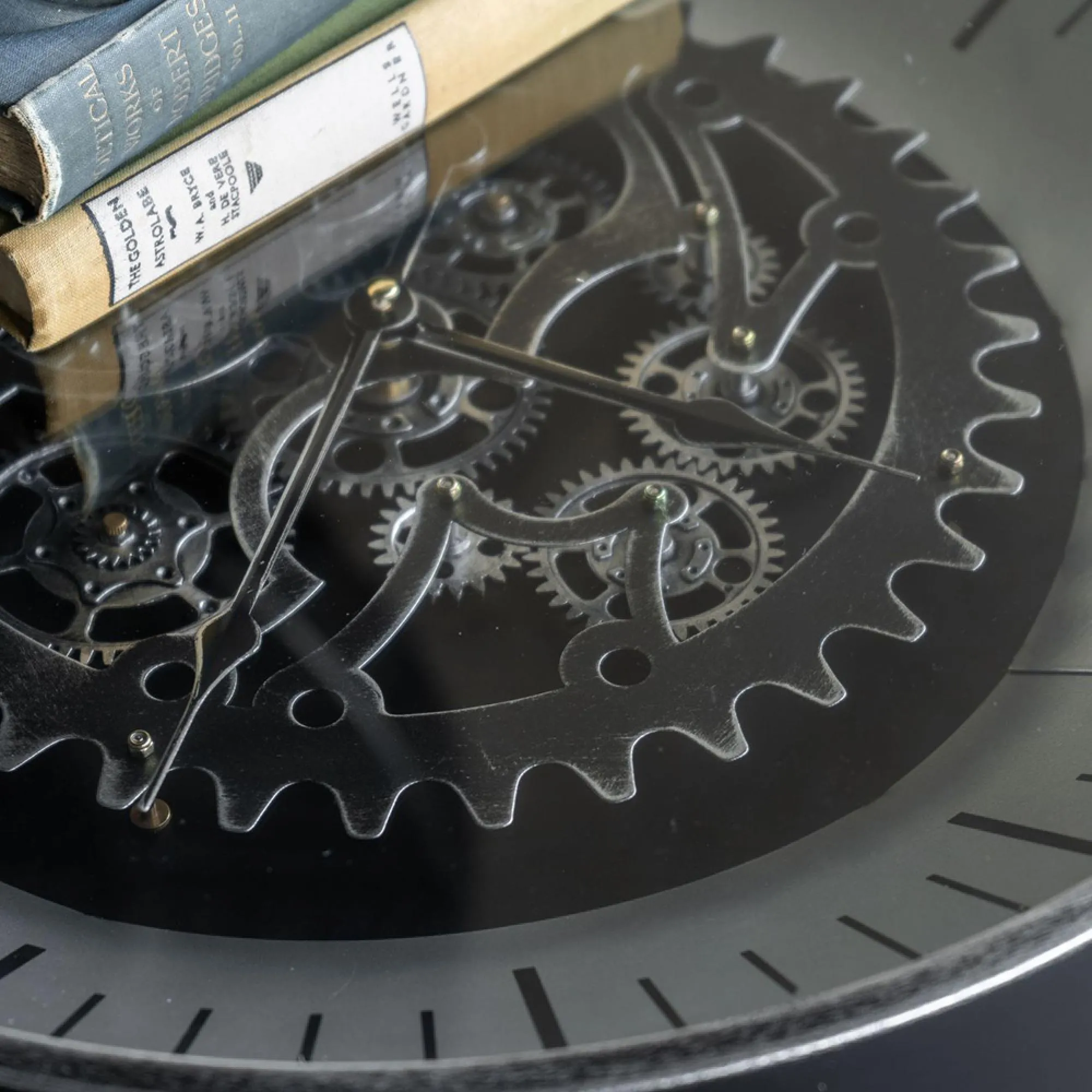 Palladium Cogs Round Side Table - Black, Nickel