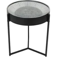 Palladium Cogs Round Side Table - Black, Nickel