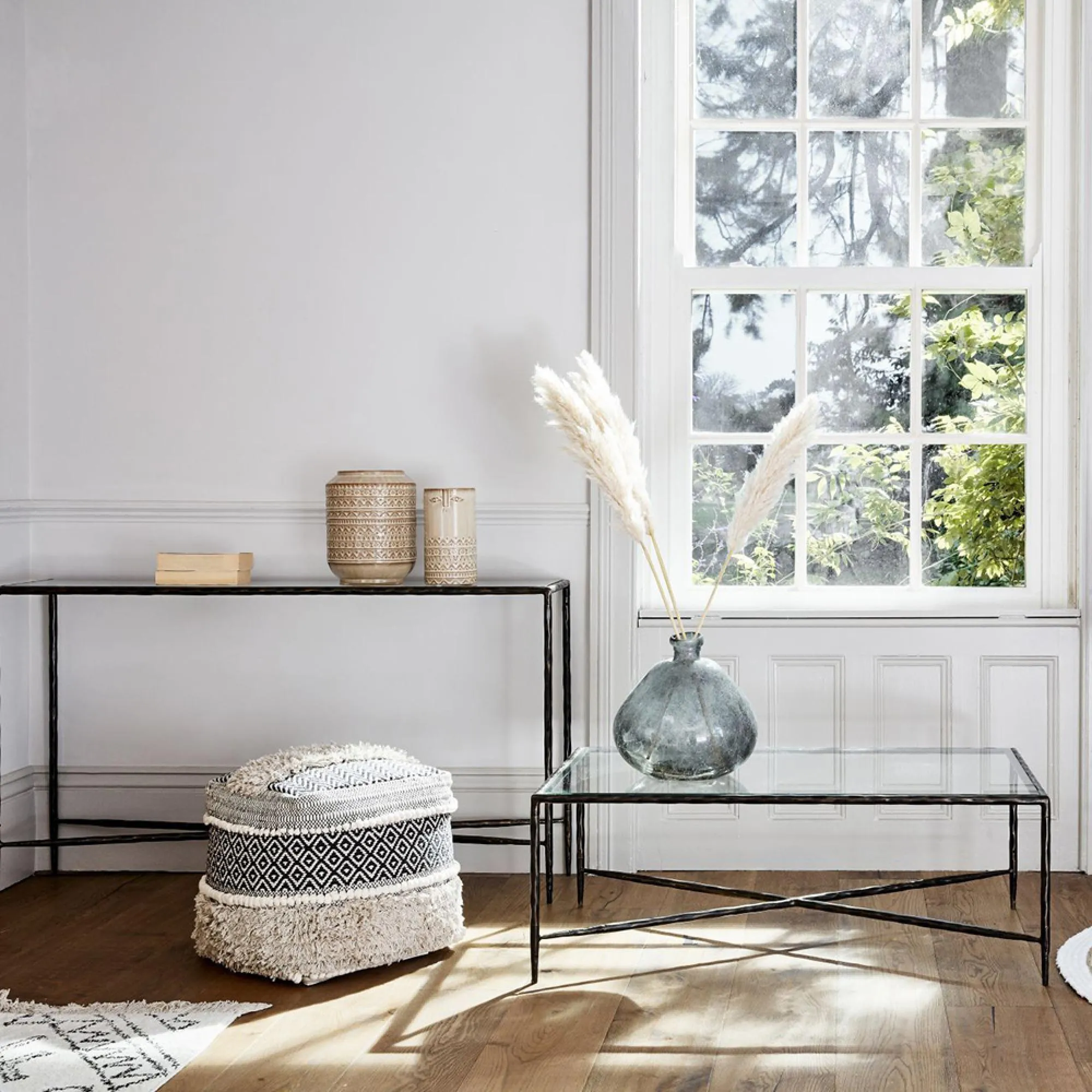 Patterdale Large Console Table - Bronze, Glass