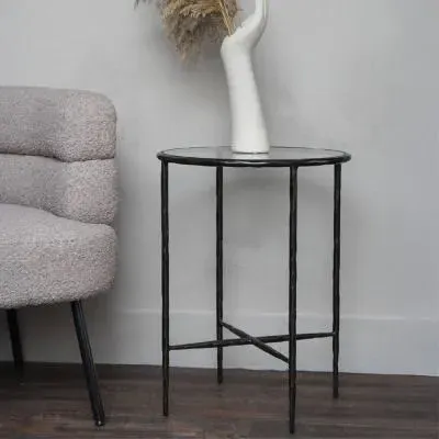 Patterdale Round Side Table - Bronze, Glass