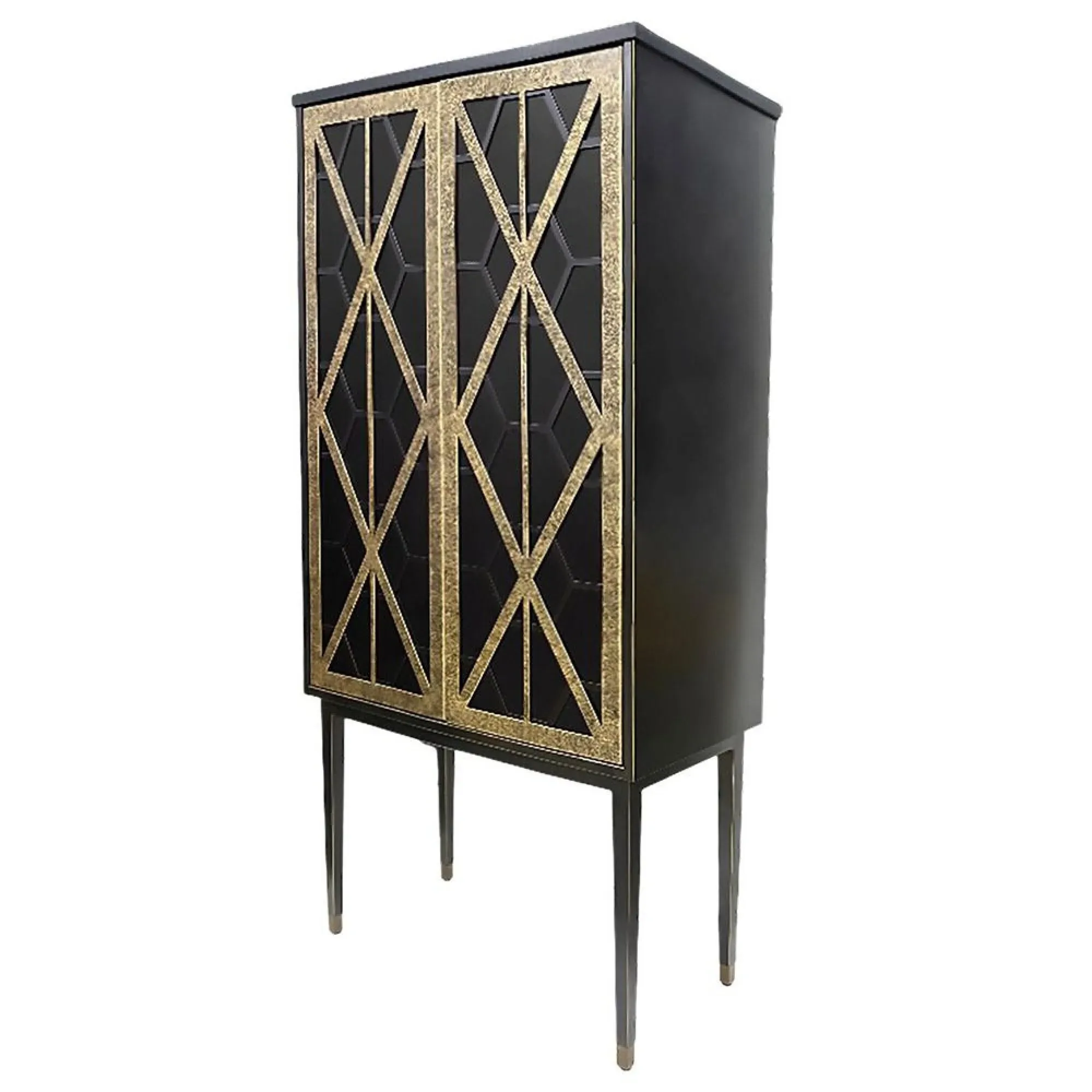 Reeno Fretwork 2 Door Bar Cabinet - Gilded Dark Bronze