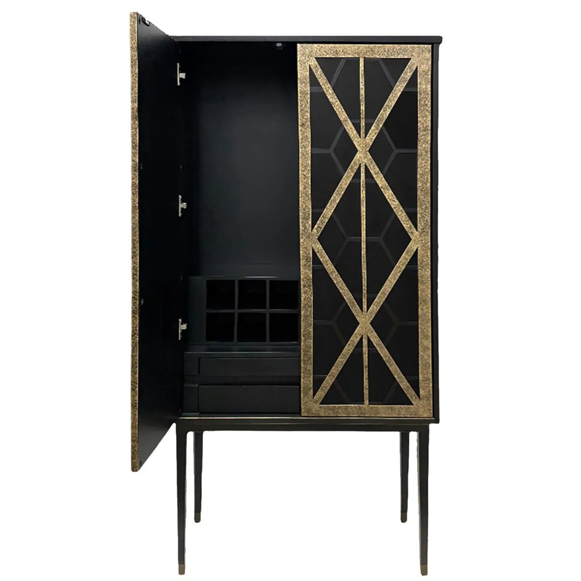 Reeno Fretwork 2 Door Bar Cabinet - Gilded Dark Bronze
