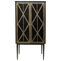 Reeno Fretwork 2 Door Bar Cabinet - Gilded Dark Bronze