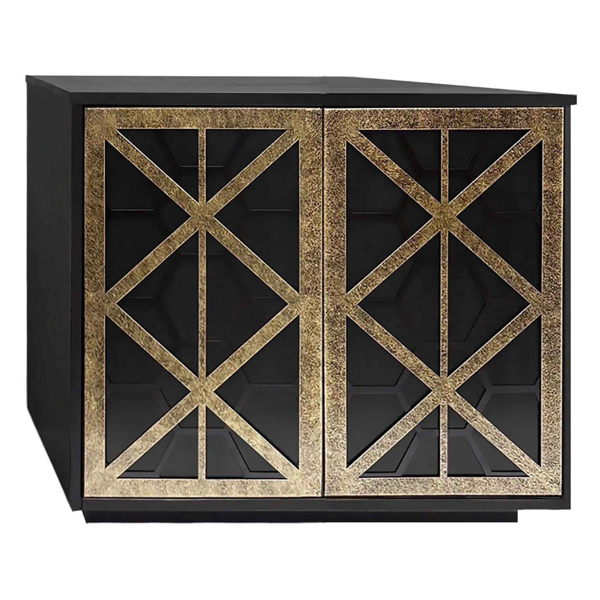 Reeno Fretwork 2 Door Storage Cabinet - Gilded Dark Bronze