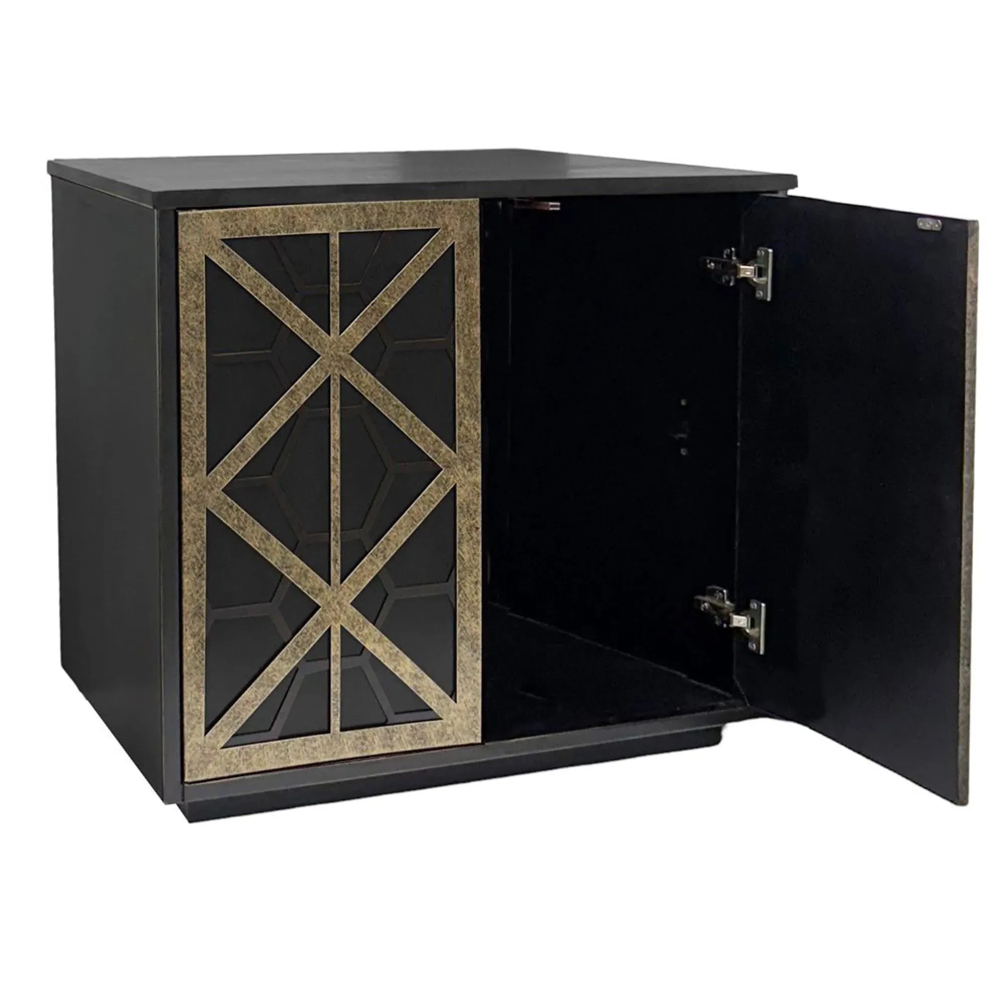 Reeno Fretwork 2 Door Storage Cabinet - Gilded Dark Bronze