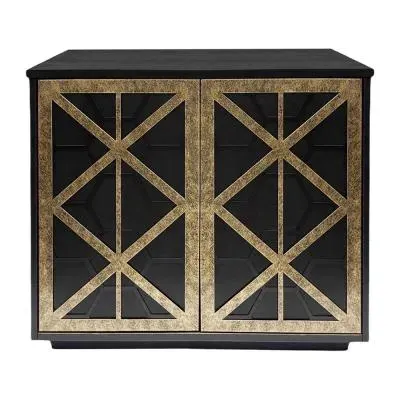 Reeno Fretwork 2 Door Storage Cabinet - Gilded Dark Bronze image